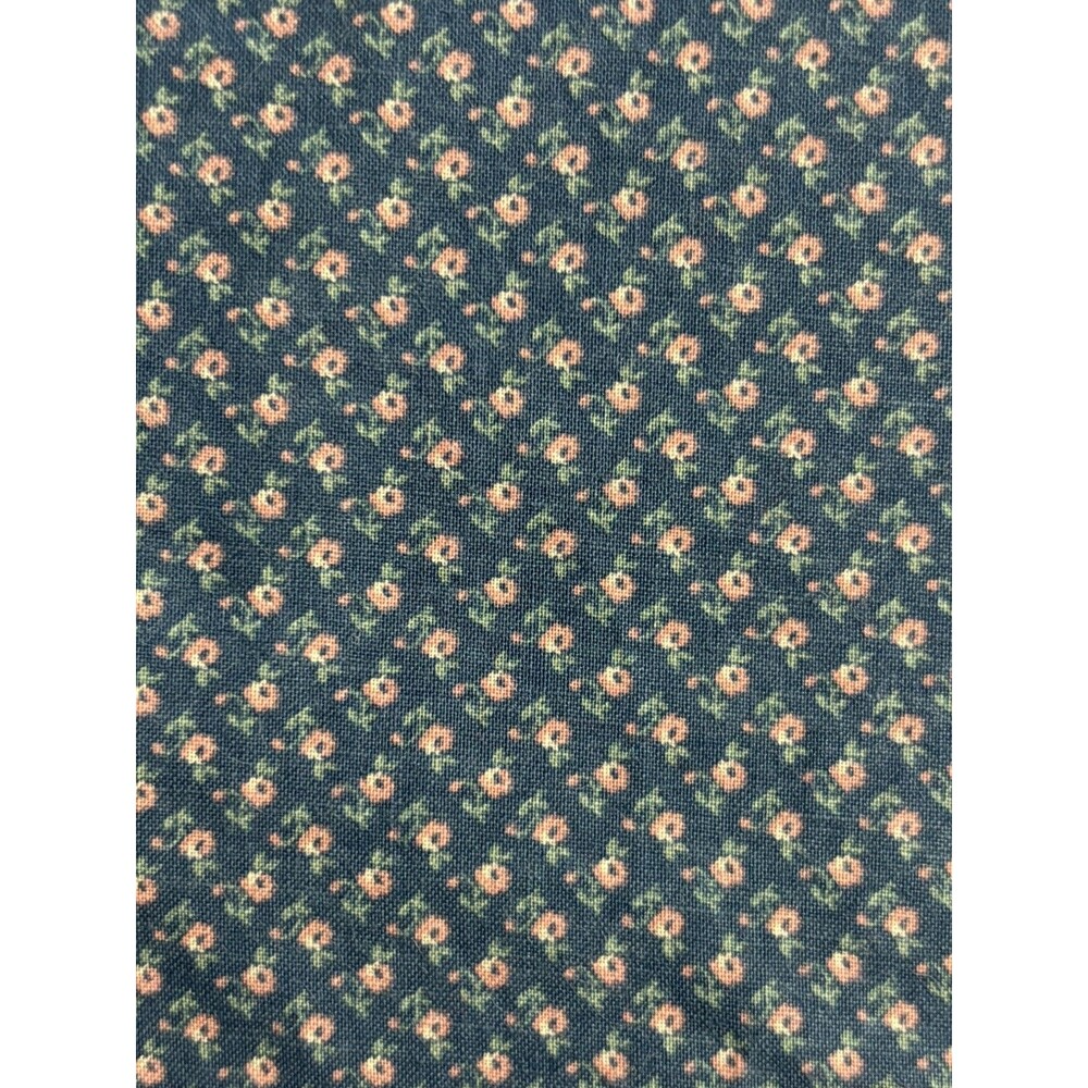VTG Kessler Ditsy CALICO White & Peach Florals on Blue Cottagecore 42”x25”